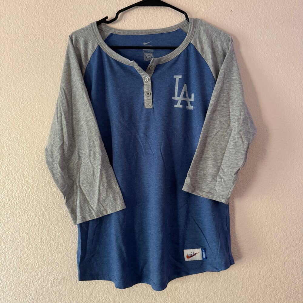Nike Cooperstown Collection Los Angeles Dodgers Henley Raglan Shirt - Men's XL